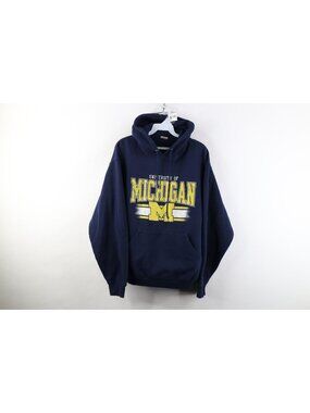 Vtg Russell Athletic Mens Medium Faded University of Michigan Hoodie Sweatshirt
